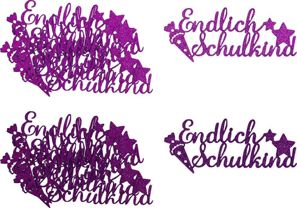 Oblique Unique 12x Endlich Schulkind Konfetti für Schuleinführung Einschulung Schulanfang Streudeko Tischdeko - pink + dunkellila