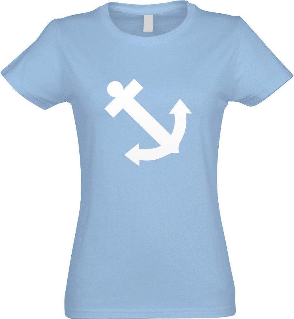 Kiwistar - T-Shirt tailliert - Damen - himmelblau - Anker Motiv2 - mit Motiv Bedruckt - Funshirt Design - Sport - Freizeit - Damen - M