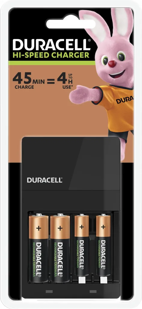 Duracell CEF14 : Chargeur Piles Rapide NiMH + AA/AAA Rechargables Inclus