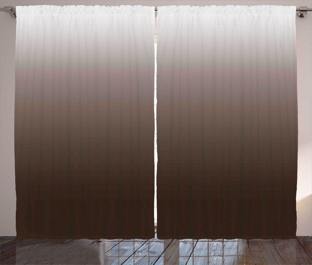ABAKUHAUS Ombre Rustikaler Gardine, Digital Chocolate, Schlafzimmer Kräuselband Vorhang mit Schlaufen und Haken, 280 x 245 cm, Braun und weiß