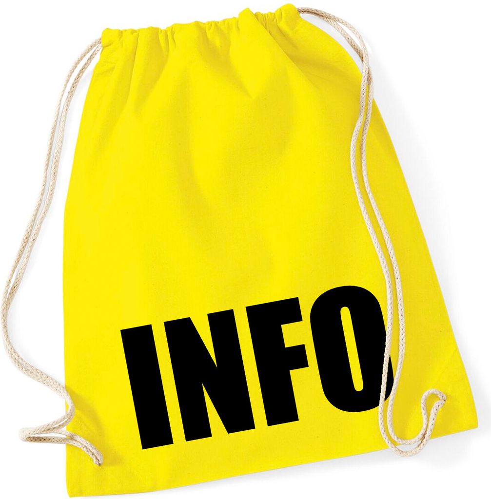 Huuraa Turnbeutel Info Symbol 12 Liter Yellow Baumwolle Rucksack Geschenkidee