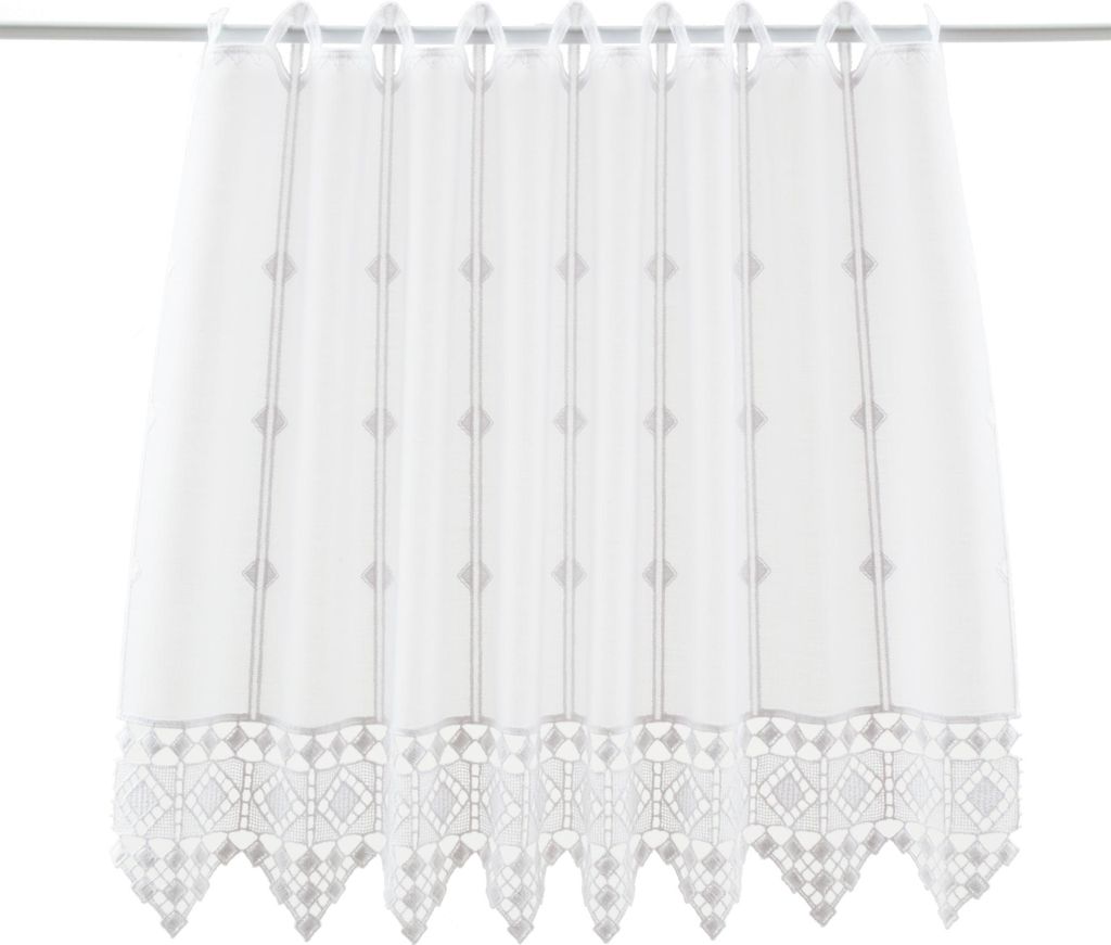 Gardinen Kranzusch Scheibengardine gehäkelter Abschluß 45x176 cm H/B Weiß Bistrogardine Vorhang Küche 1er Pack