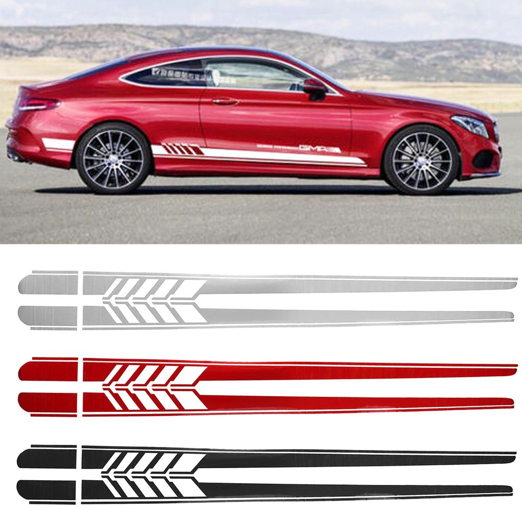1 Paar Autoseitenaufkleber Wasserdicht DIY Exquisite Auto Beide Seitenstreifen Aufkleber Wrap Vinyl Film Aufkleber Auto Tuning Zubehör
