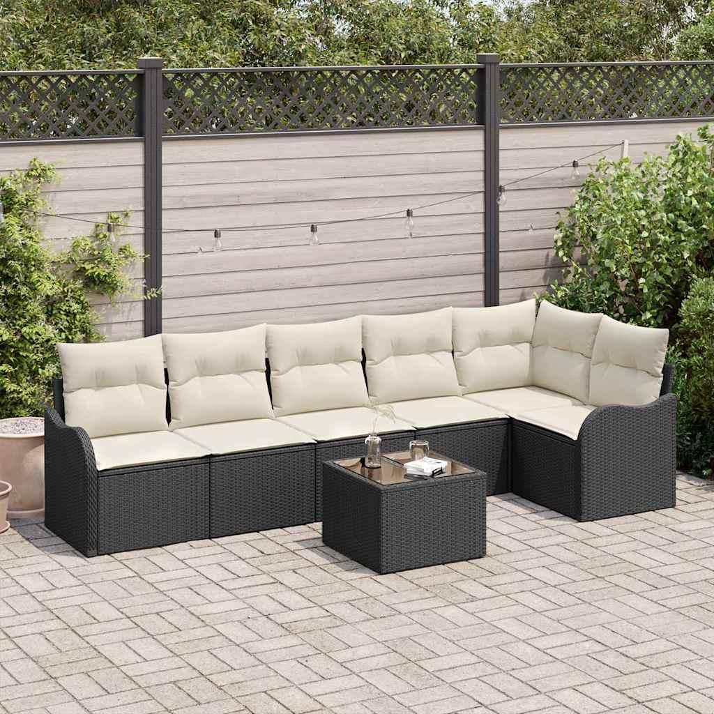 Maison Exclusive - Garten-Sofa-Set mit Kissen mit Speicher 7 pcs Braun Poly Rattan