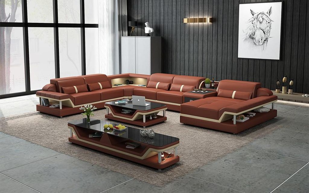 Designer Wohnlandschaft U-Form Couch Ecksofa Polster Garnitur Eckgarnitur Sofa
