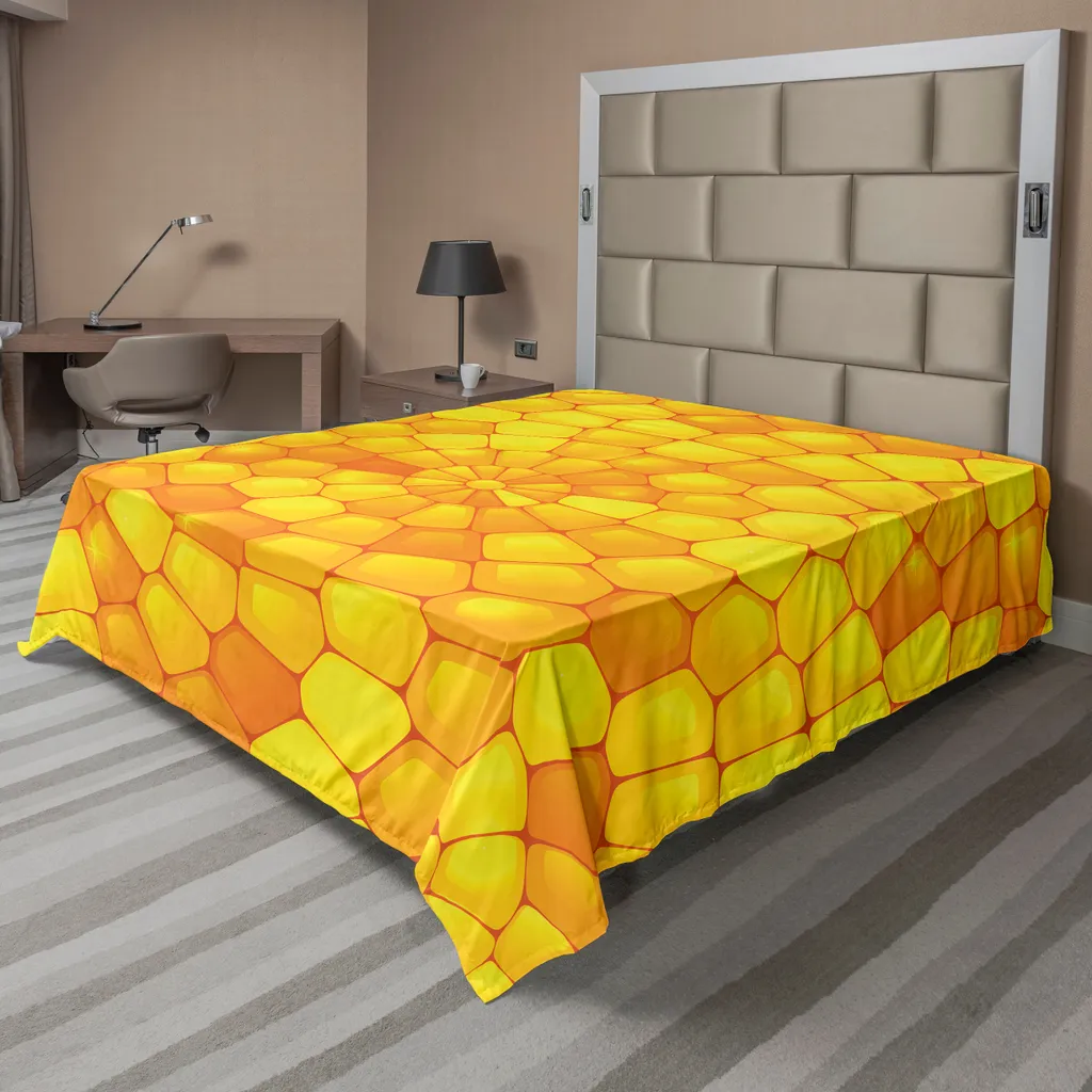 Drap de Lit Douceur Confortable Motif Maïs Abstrait 244x205 cm Jaune Vif