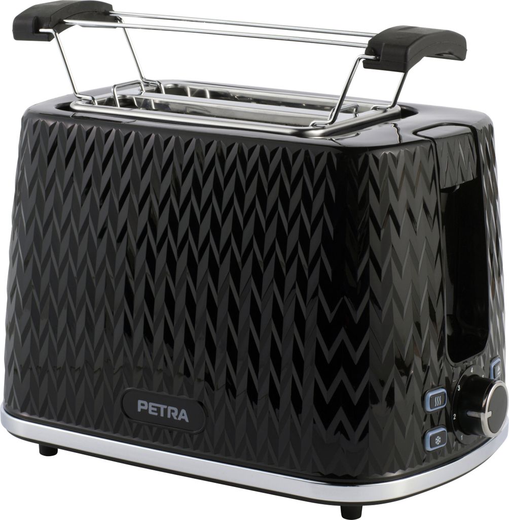 Petra Petra Chevron Toaster mit 2 Scheiben - 7 Bräunungsstufen - herausnehmbares Tablett - 930 W - schwarz
