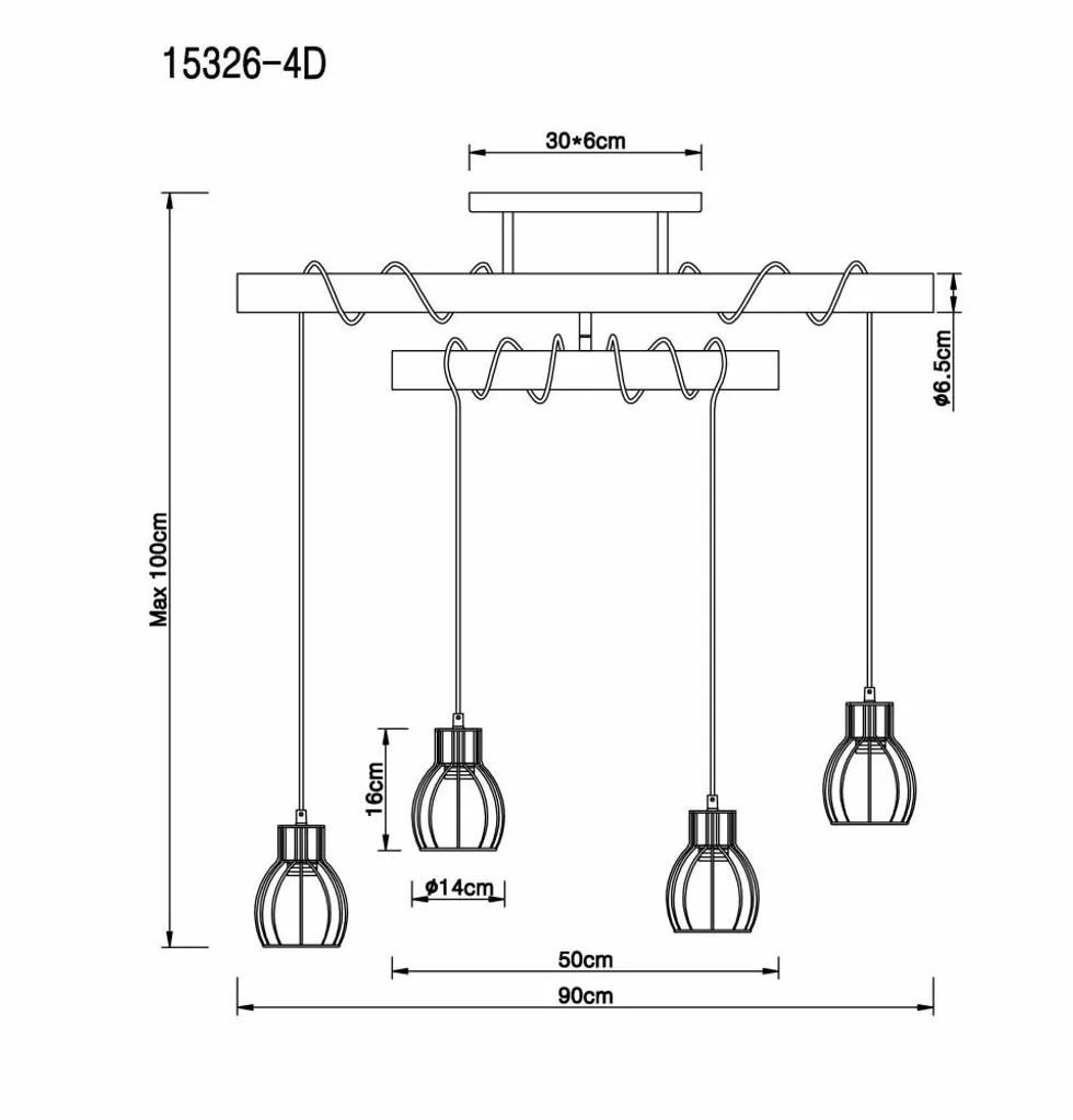 Plafonnier Noir Mat 4x E27 : Solution Éclairage Puissant Pièce Sombre