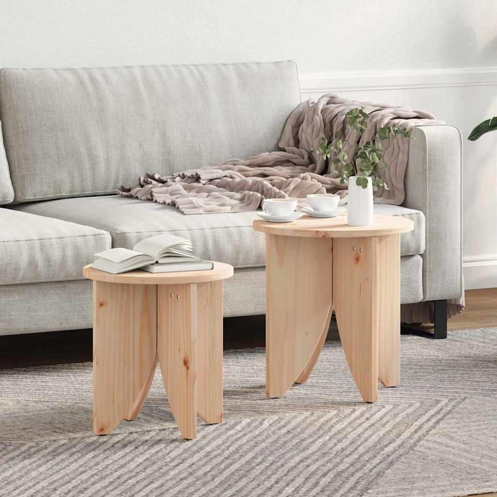 Möbel Couchtisch 2 pcs Natur 41,5 x 41,5 x 44 cm Massivholz Kiefer - Couchtische 873544