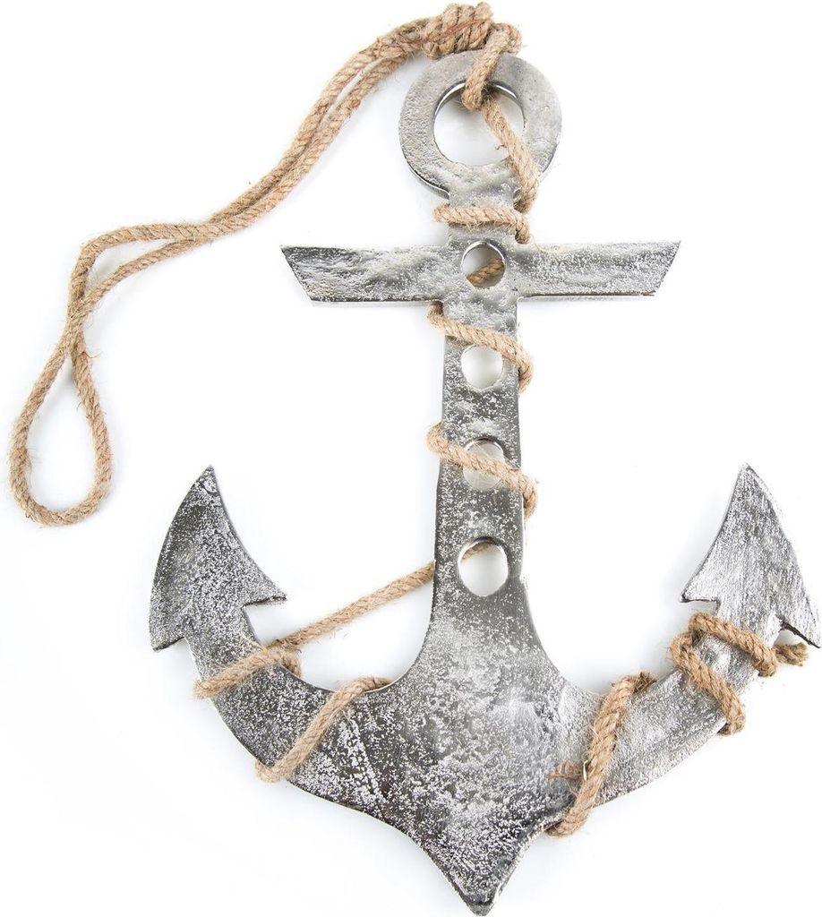 Silberfarbener Anker aus Metall zum Aufhängen - 19 cm - als maritime Wanddeko