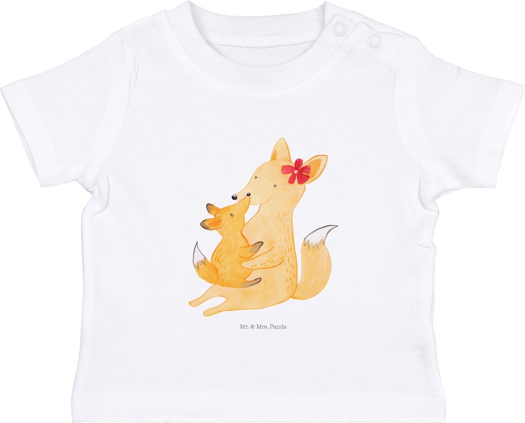 Mr. & Mrs. Panda Babyshirt Fuchs Mama 6. - 12. Monat - Weiß - Geschenk, Schoß, Kleinkind Shirt, T-Shirt, Baby, Mami, Kinder, Mutter, Tochter, Mut...