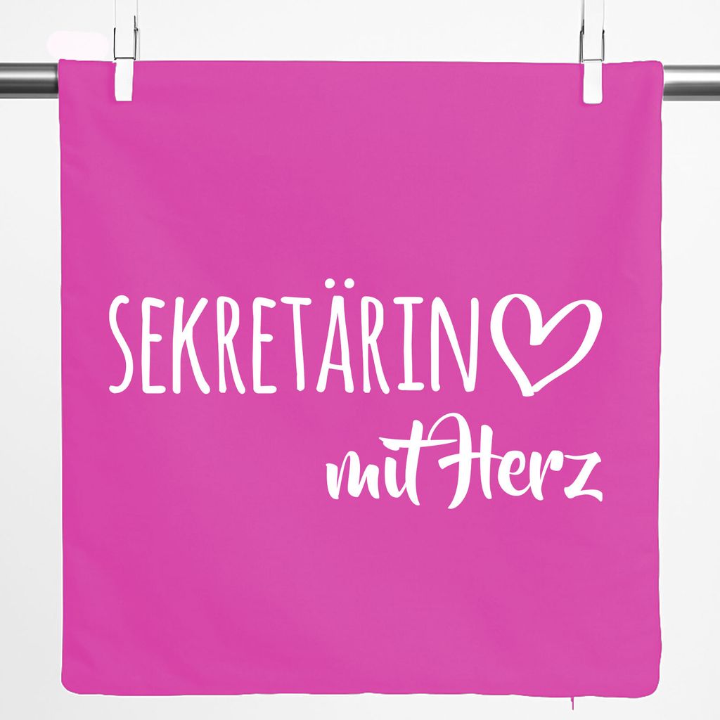 Huuraa Kissenbezug Sekretärin mit Herz 40x40cm Fuchsia Baumwolle Dekokissenbezug Geschenkidee
