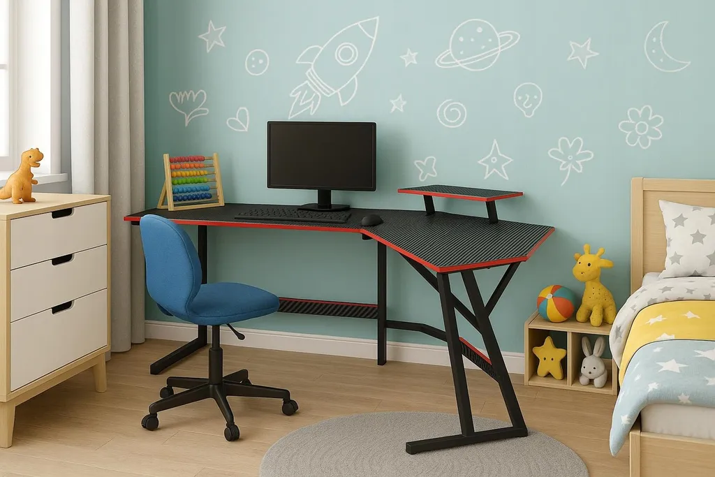 Bureau Gaming Rouge Trapézoïdal - Structure Renforcée 130x50x75 cm - 5