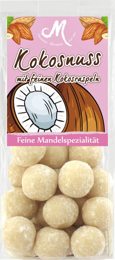 Odenwälder Marzipan Kokosnuss Mandeln Kugeln mit Kokosraspeln 150g