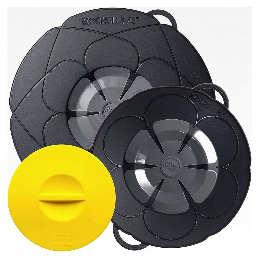 2er Set L 29cm + S 22cm anthrazit | für Topfgrößen von Ø 14 bis 24 cm | mit Frischhaltedeckel