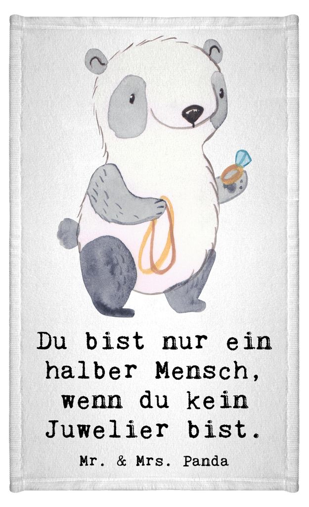 Mr. & Mrs. Panda Handtuch Juwelier Herz - Weiß - Geschenk, Goldschmied, badezimmer, baumwolle, Klein, Spruch, Baumwollhandtuch, Frotteetuch, Schmu...