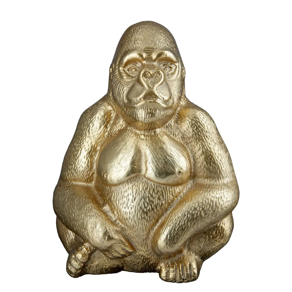 Objet Déco Gorille Doré pour Bureau et Salon Chic Gilde Haut 27 cm
