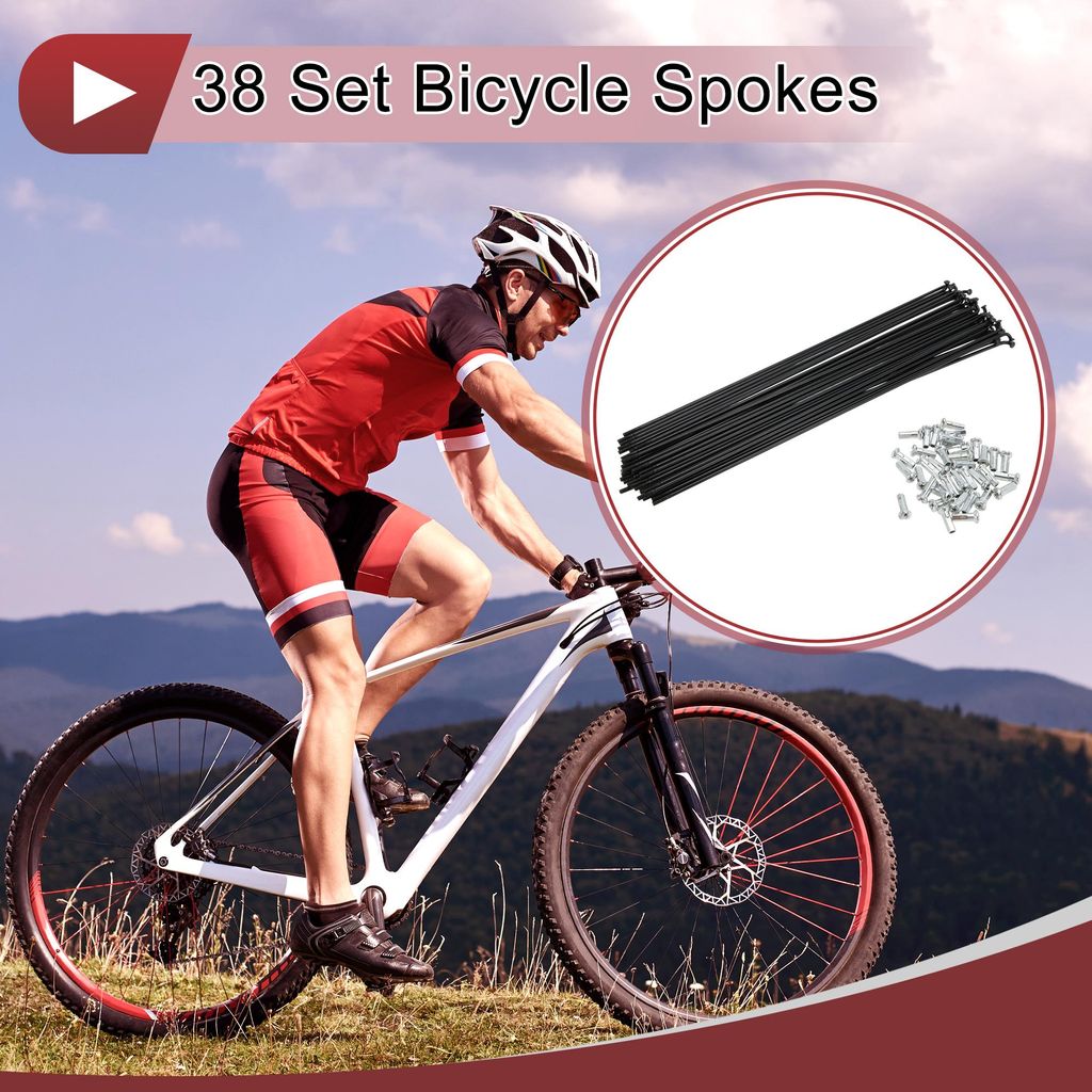 38 Stück 13G Fahrradspeichen 235mm Radspeichen Kohlenstoffstahl Schwarz