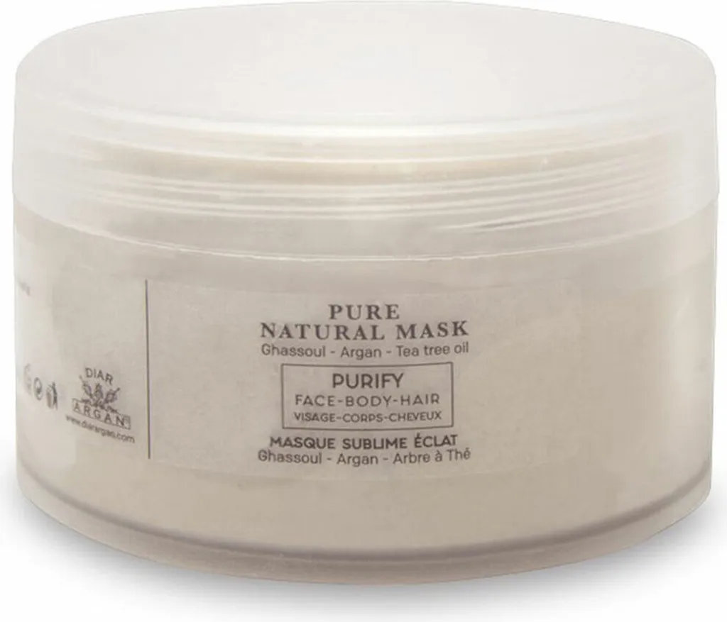 Masque Naturel Pure Huile d'Argan & Ghassoul 200ml - Soin Visage Bio