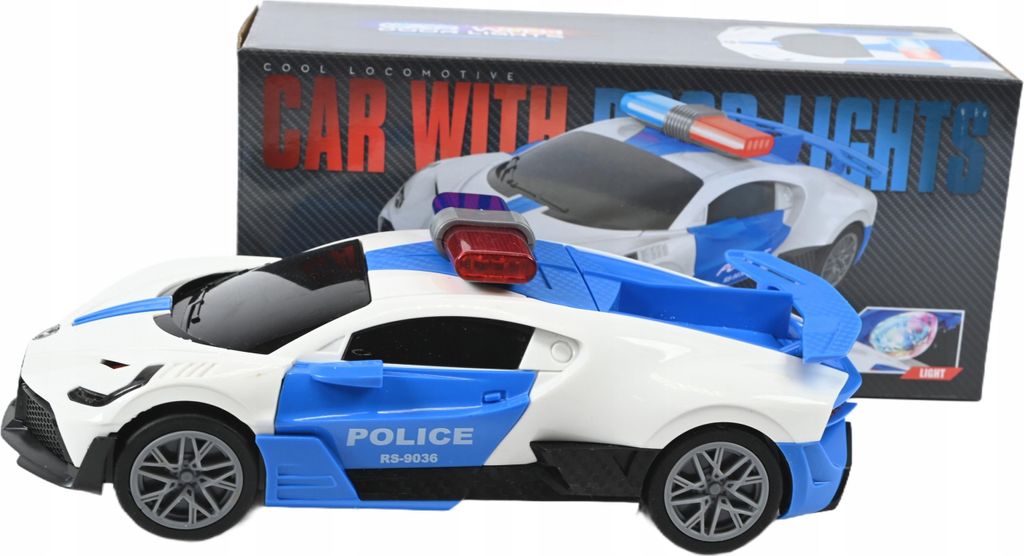 Polizei Spielzeugauto mit Licht & Sound - Selbstfahrendes Einsatzfahrzeug - Bump & Go Auto
