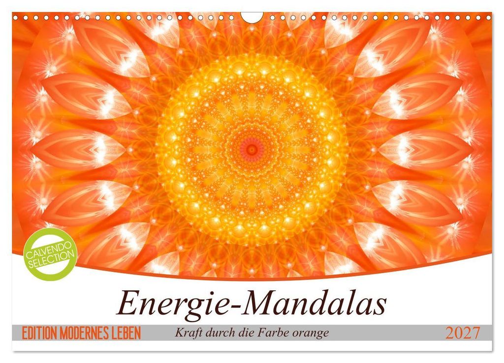 Energie - Mandalas in orange (Wandkalender 2027 DIN A3 quer), CALVENDO Monatskalender
