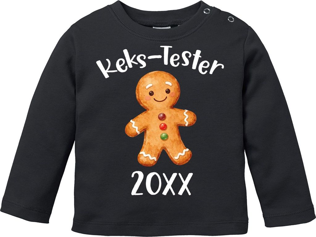 Baby Langarmshirt Kekstester Lebkuchen Design Jahreszahl personalisiert Weihnachtsshirt Babyshirt Weihnachtsmotiv MoonWorks