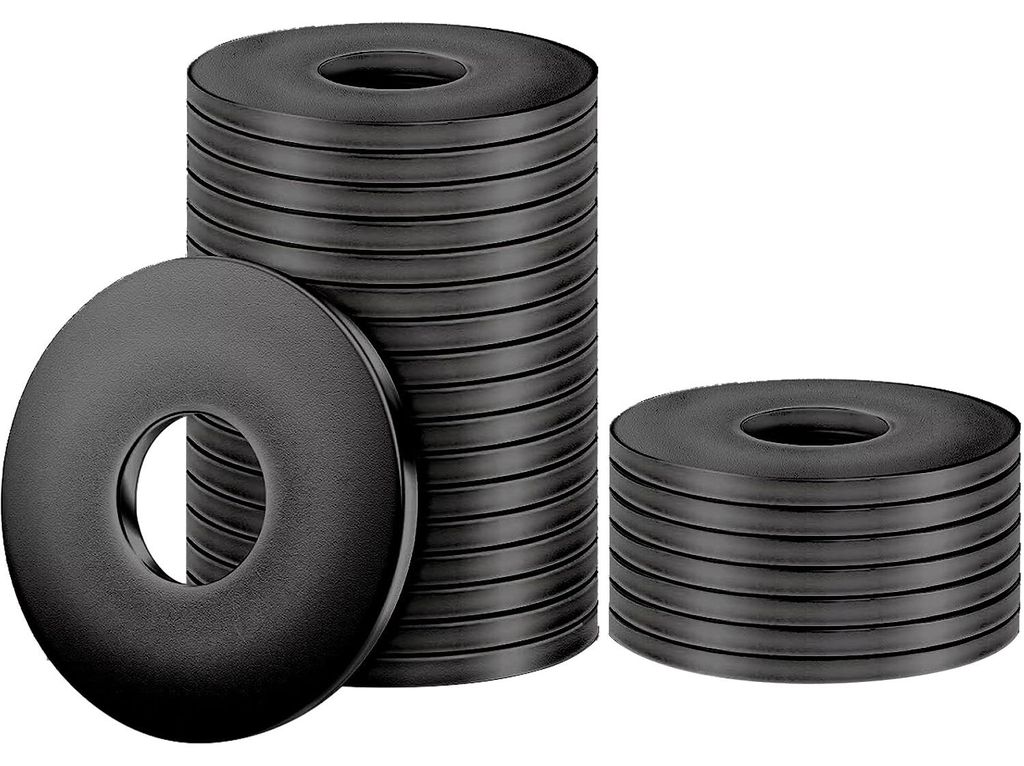 25 Stück schwarze Edelstahl-Unterlegscheiben A2 V2A, flache Edelstahlringe für Schrauben und Bolzen