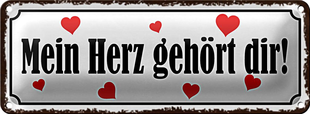 Blechschild Spruch 27x10cm mein Herz gehört dir Herz Dekoration