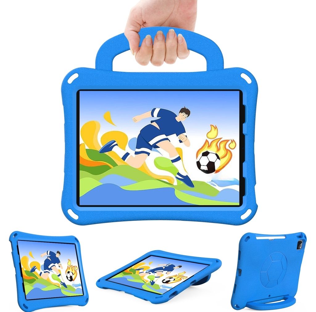Mobigear Football iPad Air 11 Zoll (2024) Hülle EVA Schaum Backcover + Schulterträger + Ständer - Blau