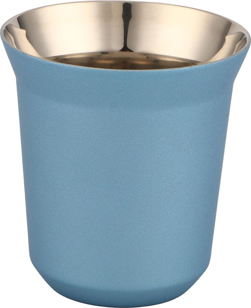 Edelstahl-Kaffeetasse mit Doppelwandisolierung, Kapselform, für Zuhause und Cafés, Hellblau, 160 ml