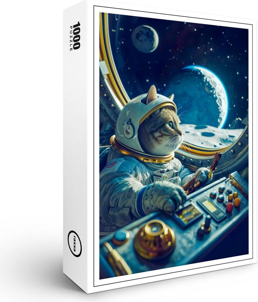 raxxa Premium-Puzzle "Curious Space Cat Exploring the Infinite Universe Beyond Stars", 1000 Teile