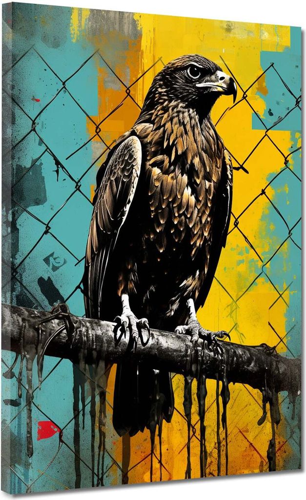 Abstrakt wunderschöner Adler Pop Art Leinwandbild Wandbild Kunstdruck XL Deko: 90x120x4cm
