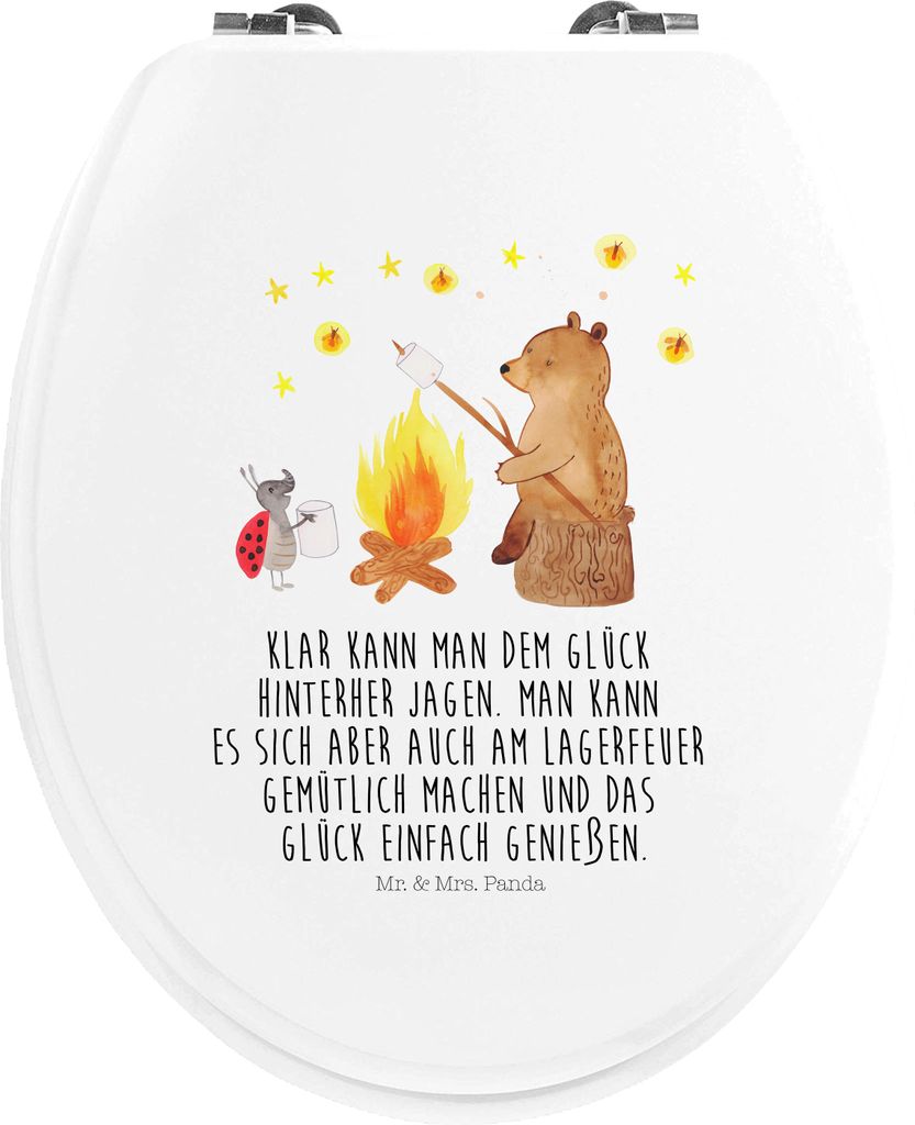 Mr. & Mrs. Panda klo deckel Bär & Marienkäfer Lagerfeuer - Weiß - Geschenk, WC-Sitz, Klo-Deckel, Klodeckel, Klobrille, Toilettendeckel, WC Sitz,...