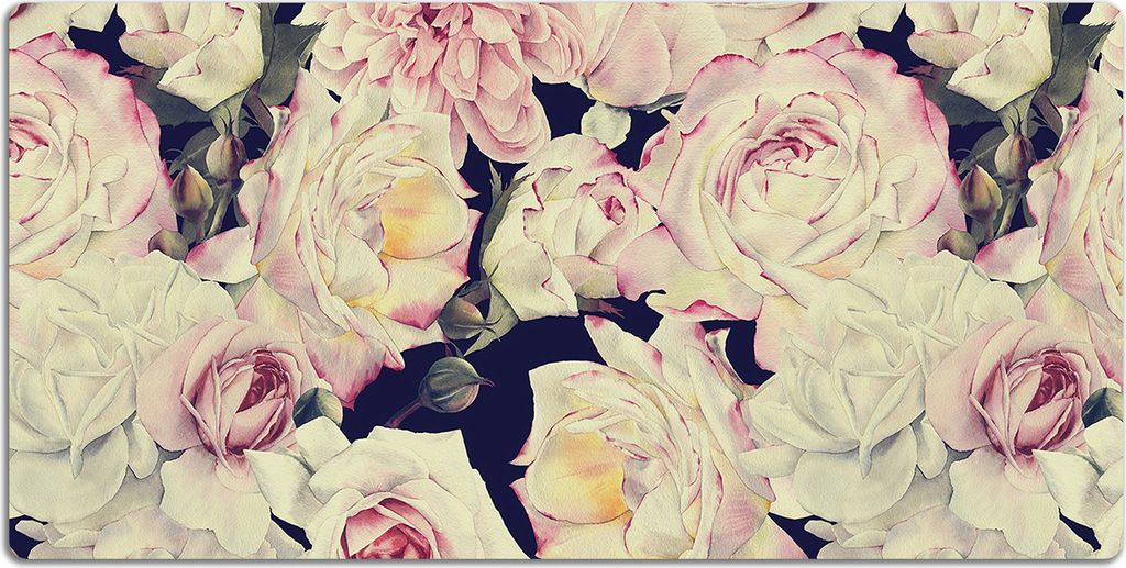 Schreibtischmatte Tischunterlage 90x45 cm Mauspad - Weiße Rosen