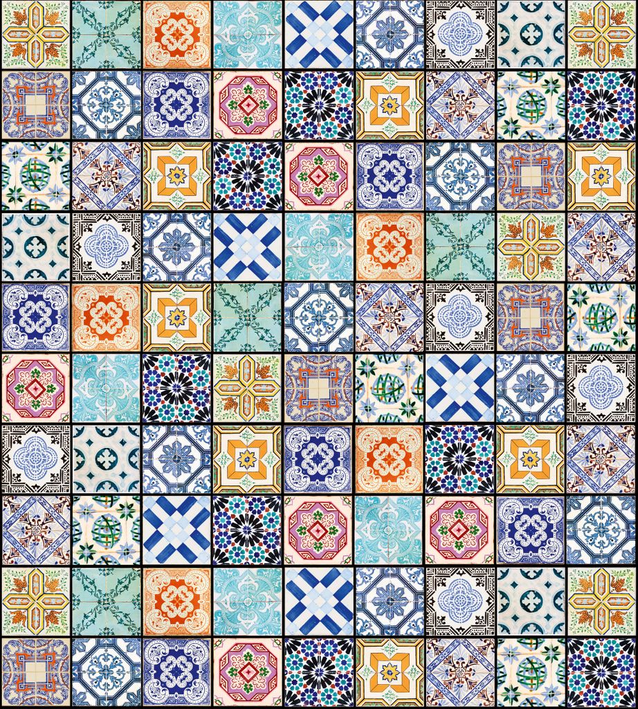 Fototapete - Vintage Tiles 225x250cm - Vliestapete