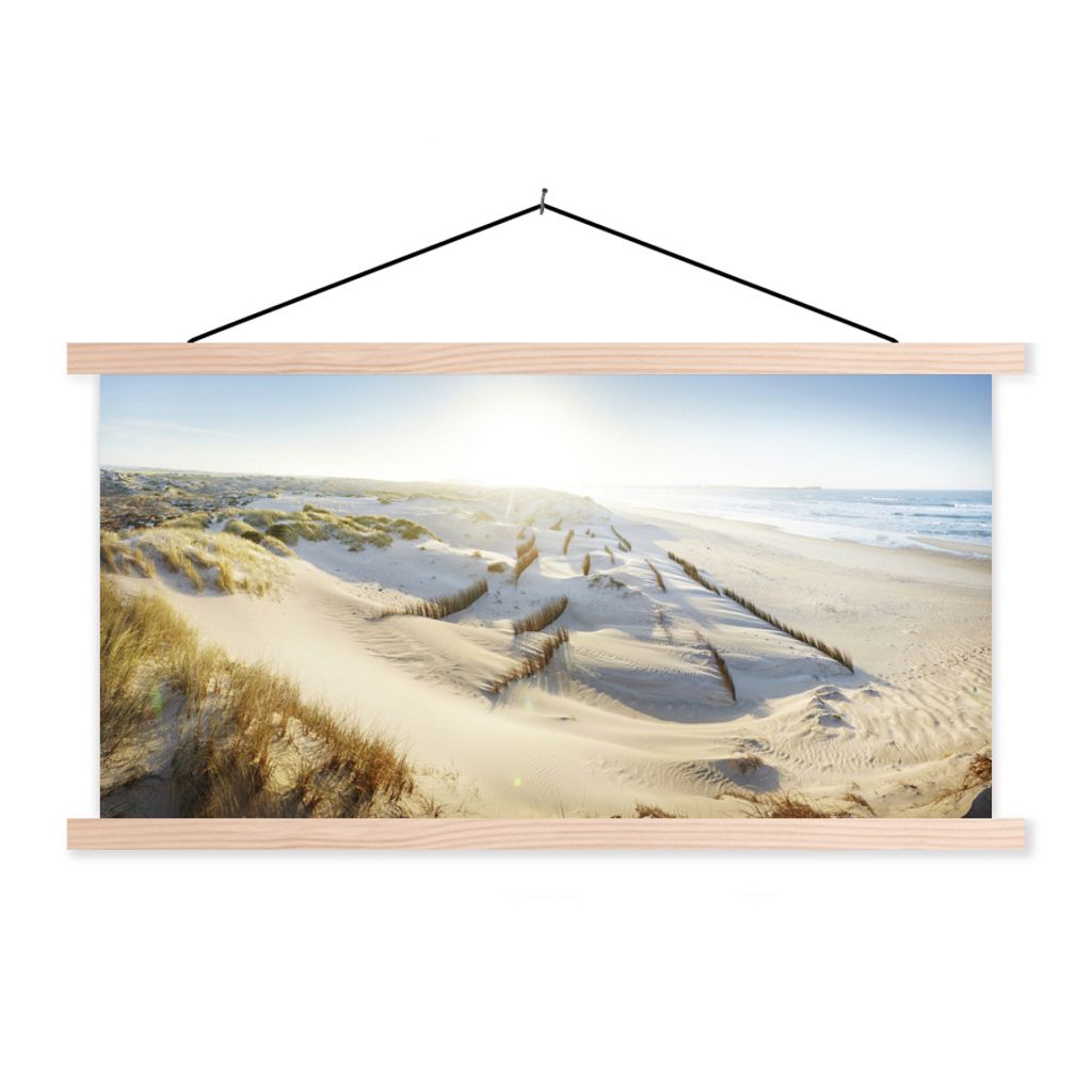 MuchoWow Textilposter Sanddünen in Peniche Portugal 120x60 cm mit holzfarbenen Rahmen - Klemmleiste