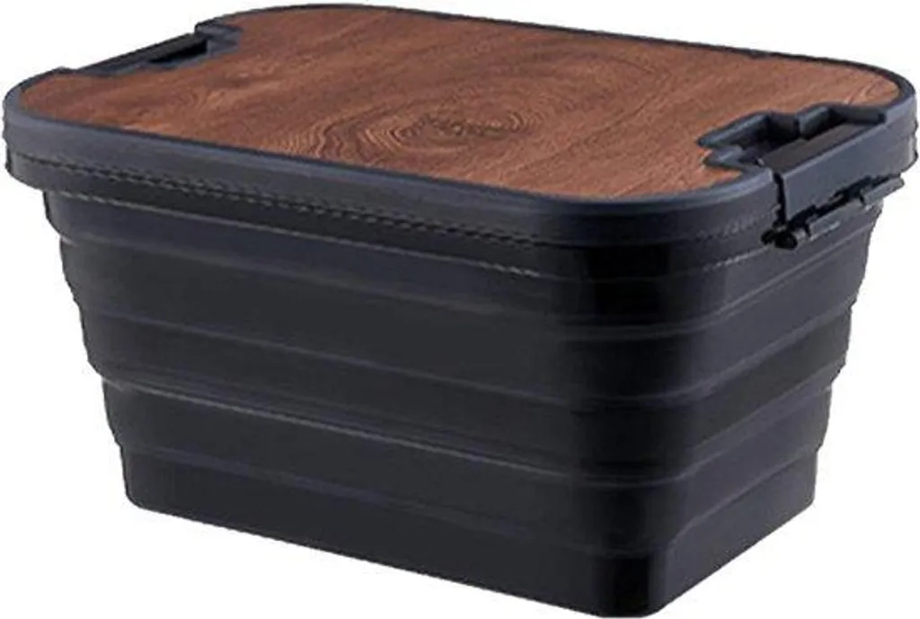 Panier de camping pliable noir compact pour pique-nique et randonnée