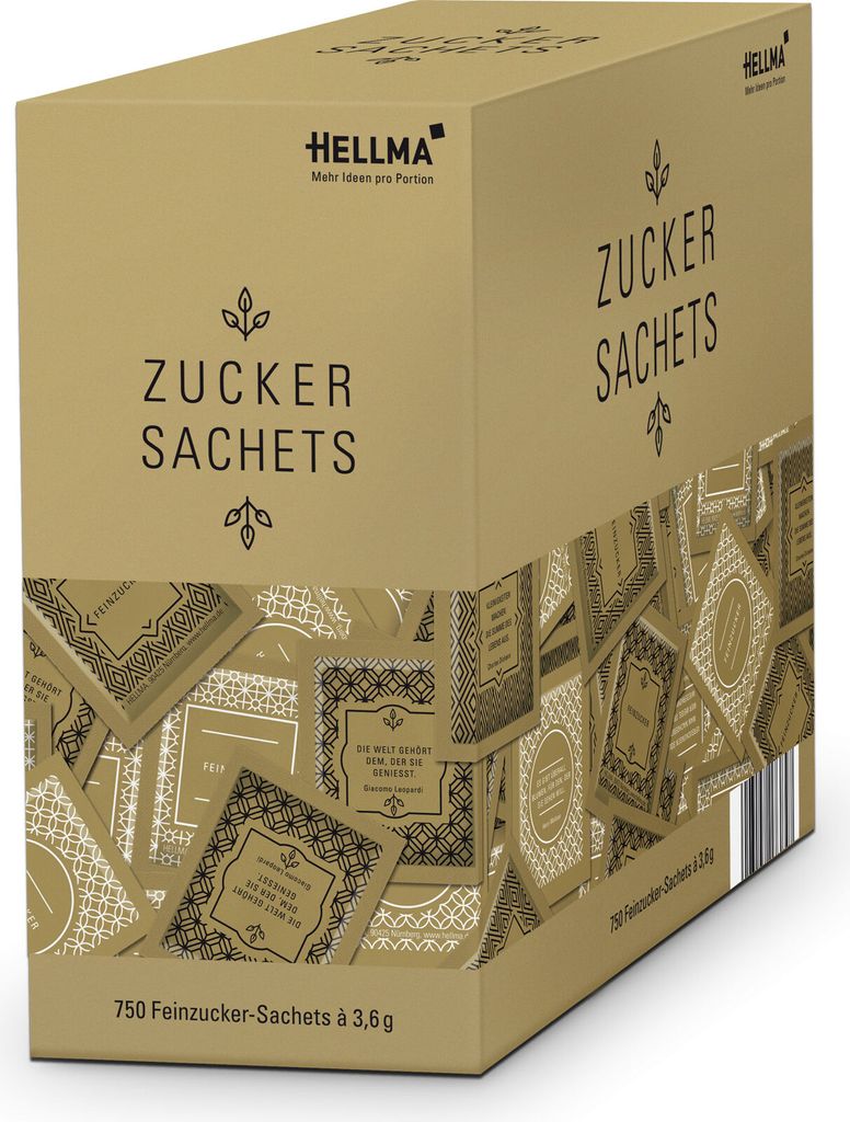 HELLMA 60117384 HELLMA GOLDLINE Zucker-Sachets, im Karton Image du produit 