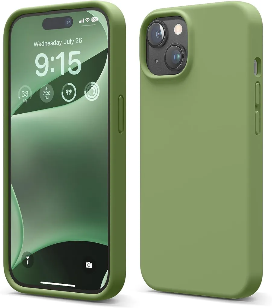 Custodia Elago in silicone premium per iPhone 15 Verde Cedro
