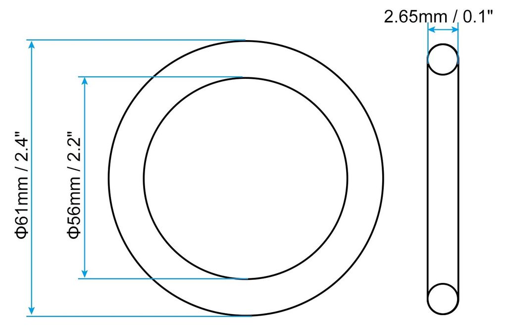 10 Stš¹ck Dichtungsringe O-Ringe Gummidichtung 61mm AD 56mm ID 2.65mm Breite Nitrilgummi Unterlegscheibe Dichtungssatz Gummischeiben fš¹r Wasse...