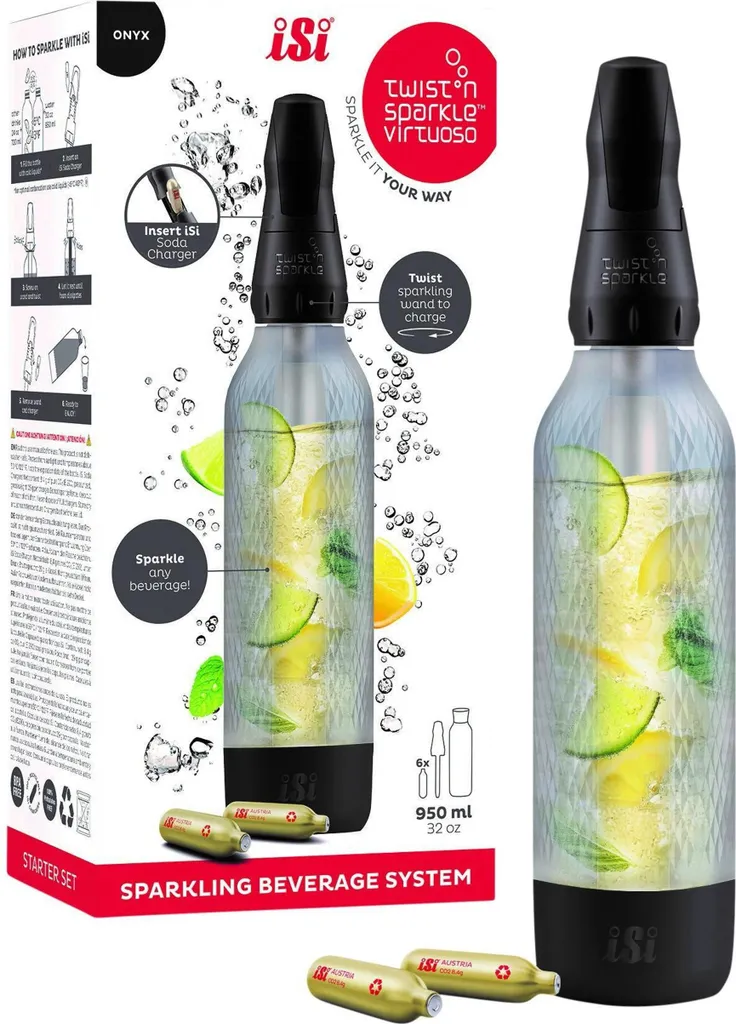 iSi Sodamaker Onyx: Gasatore Acqua Manuale Nero Senza Elettricità