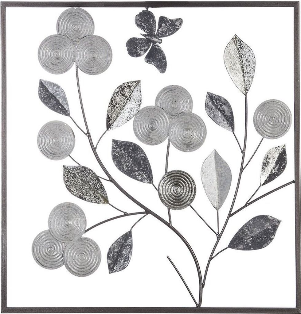 Wanddeko "florale" silber 50x50cm - Atmosphera créateur d'intérieur