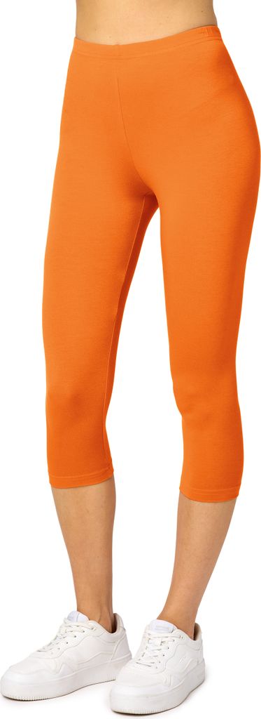 Merry Style Damen Leggings 3/4 aus Viskose MS10-144 (Orange, XXL)