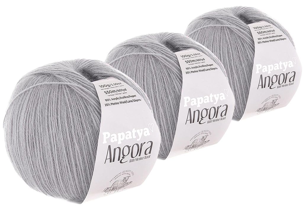 Papatya Angora Style Wolle 1650m/3x100g Strickgarn 20% Produktbild 