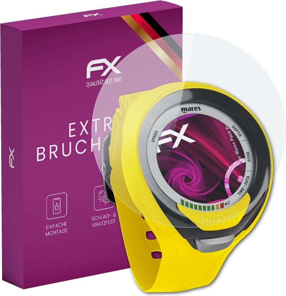 atFoliX FX-Hybrid-Glass Displayfolie kompatibel mit Mares Puck Pro Plus Glasfolie