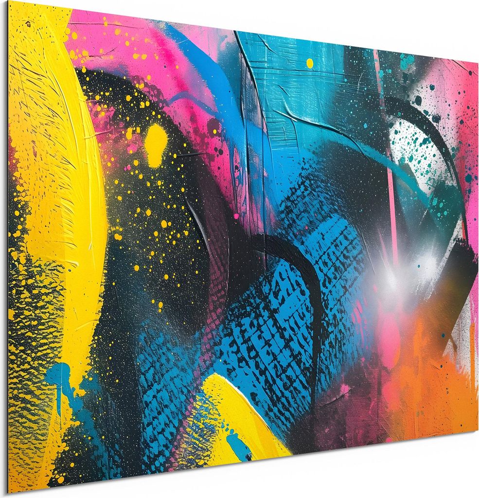 DEQORI Alu-Dibond Bild Weiß 60x40 cm 'Urbaner Sturm' Wandbild Metall dünn Design