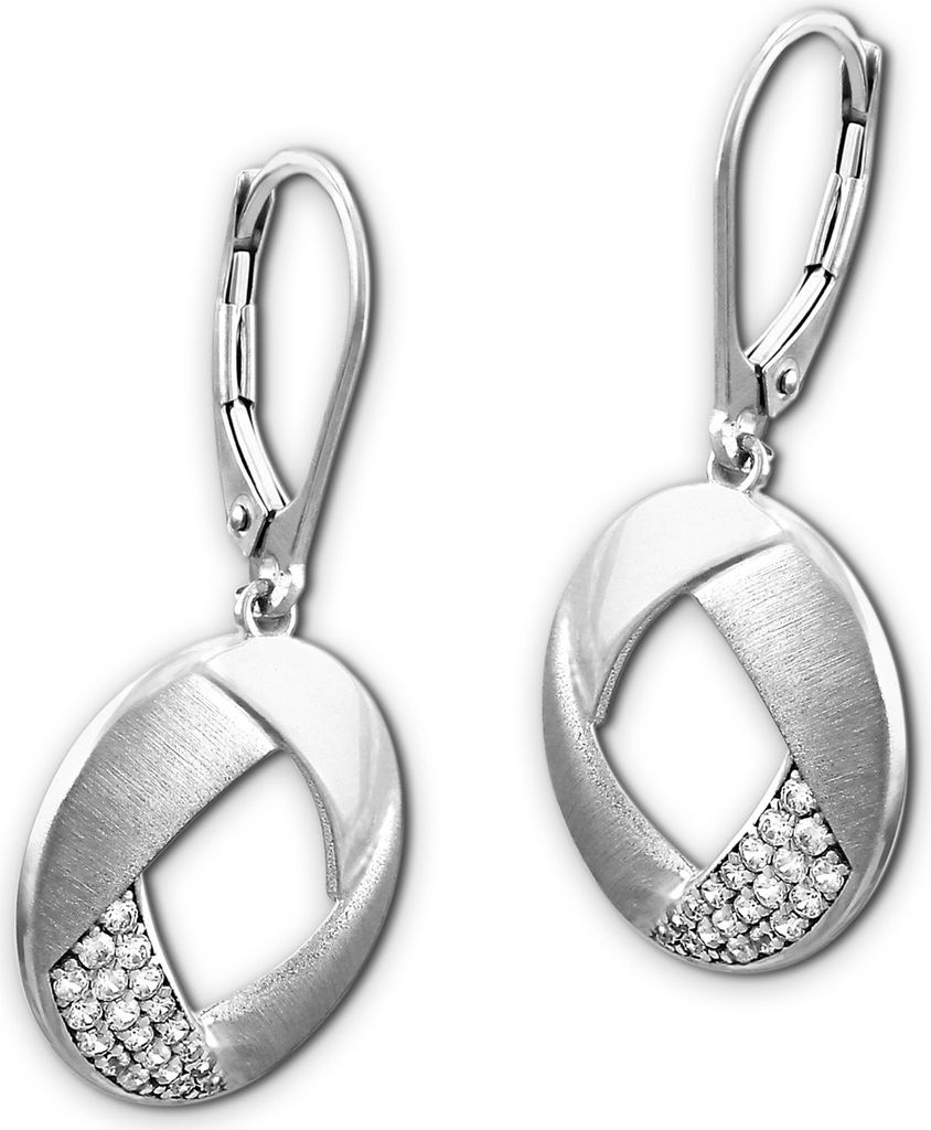 SilberDream weiß Ohrringe Rund Zirkonia Damen 925 Silber Ohrhänger SDO4313W