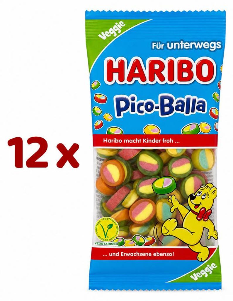 HARIBO Pico-Balla Fruchtgummi mit Schaumzucker Tüte 12x 65g