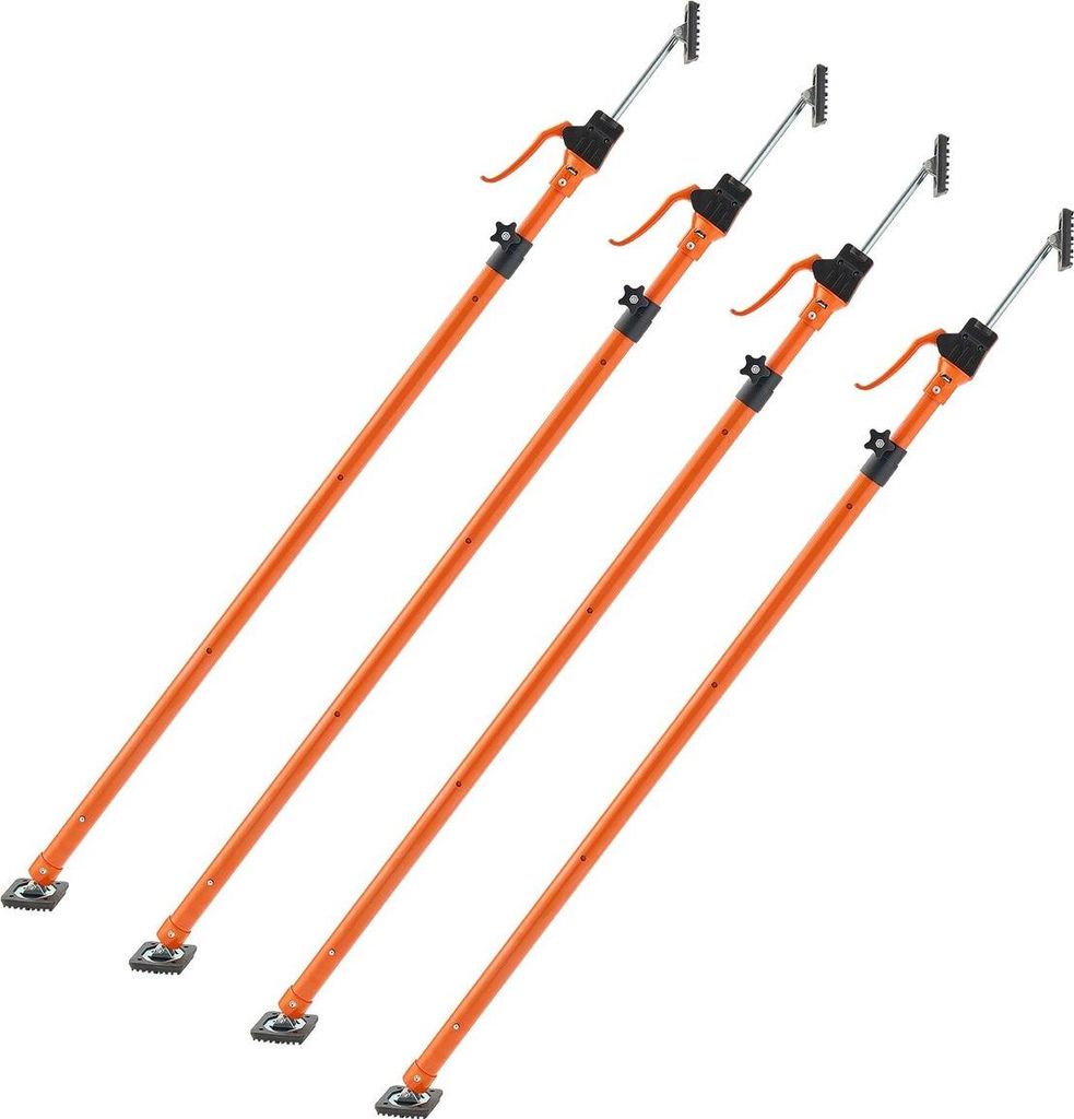 Schrank-Stützstange, 4er-Pack, 125–291 cm, teleskopische Schnellstützstange aus Stahl, verstellbares 3-Hand-System mit einer Tragkraft von bis ...