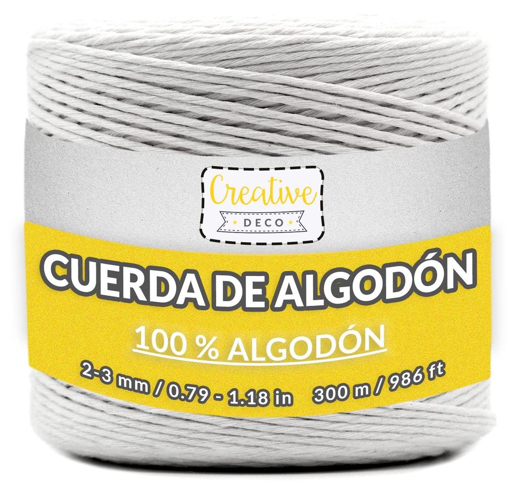 Creative Deco 985 voet wit macramé koord, 300 m 3mm Productafbeelding 